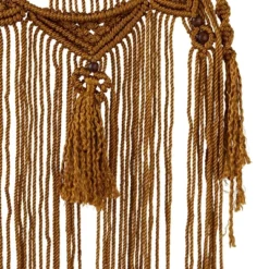 Fabric Macrame Intricately Weaved Wall Decor With Beaded Fringe Tassels Brown - Olivia & May -Olivia & May GUEST 1b677313 e0c9 49ec b3df 543bff485767