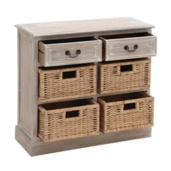 Wood Storage Accent Chest 4 Wicker Basket Drawers Taupe - Olivia & May -Olivia & May GUEST 1bfe461e d8fd 4f96 acb4 fafa638e8c97