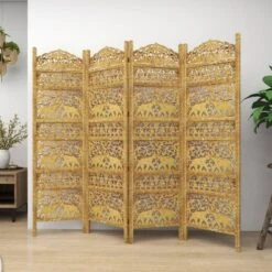 Traditional 4 Panel Fine Carved Room Divider Screen Gold - Olivia & May -Olivia & May GUEST 1c137217 7f12 4c4a a2e7 aa9eb52a68b4