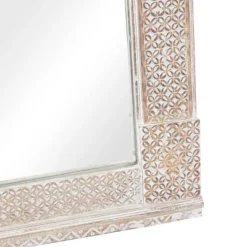 Wood Floral Intricately Carved Wall Mirror White - Olivia & May -Olivia & May GUEST 1ca8a584 54a2 4dd6 a5a4 e51620c27a63
