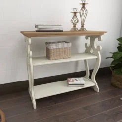 Farmhouse Wood Console Table Off White - Olivia & May -Olivia & May GUEST 1cdfc02a c99e 401e b411 6c47cb873348