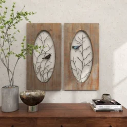 Set Of 2 Wood Bird Wall Decors With Tree Branches Brown - Olivia & May -Olivia & May GUEST 1ce01664 8880 4089 b471 ba9160f93ed4