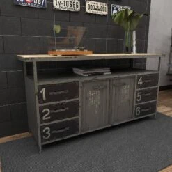 Industrial Wood Buffet Gray - Olivia & May -Olivia & May GUEST 1d074fa7 6651 40bc 85a1 c684646f52f1