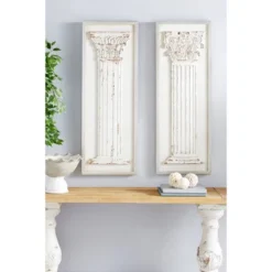 Vintage Wood Greek Columns Wall Decor Set Of 2 White - Olivia & May