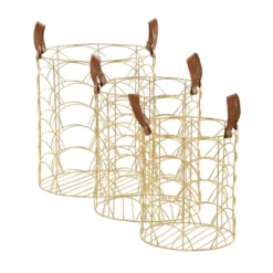 Set Of 3 Large Metal Storage Baskets Gold - Olivia & May -Olivia & May GUEST 1d3d6a0c 52ed 4442 bae4 e49a2c754d2a