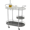Contemporary Metal 3-Tier Oval Bar Cart Silver - Olivia & May -Olivia & May GUEST 1dd46658 fcfa 488a b4da 33f6fc9806f4