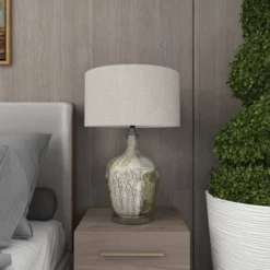 Glam Glass Table Lamp With Faux Mercury Glass Finish Silver - Olivia & May -Olivia & May GUEST 1dee88df bf15 4170 bcf7 ac3e467dd687