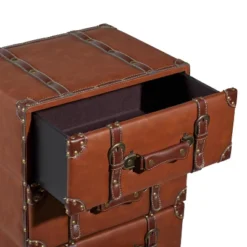 Traditional Faux Leather 5 Drawer Chest Camel Brown - Olivia & May -Olivia & May GUEST 1e112e64 fa4d 4978 9ffd 77fcc3d9d653