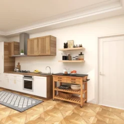 Coastal Wood Kitchen Cart Brown - Olivia & May -Olivia & May GUEST 1eb14305 08f9 48c8 84a8 5ebdfbf156f3