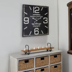 Vintage Wood Wall Clock Black - Olivia & May