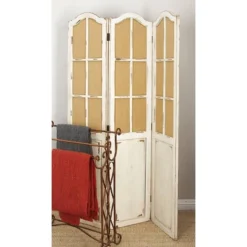 Farmhouse Wood Room Divider Screen Beige - Olivia & May