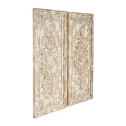Set Of 2 Resin Geometric Carved Arabesque Wall Decors Beige - Olivia & May -Olivia & May GUEST 2002ab2b 825d 45a0 bac3 7900fe0c4f54
