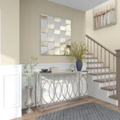 Glam Wood Geometric Wall Mirror Silver - Olivia & May -Olivia & May GUEST 201eb994 0da5 46a5 b0df a775bc5696a9