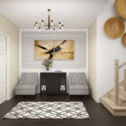 Glam Mirror And Wood Storage Cabinet Black - Olivia & May -Olivia & May GUEST 2035585c f60f 416d 8584 8cf798db3c09