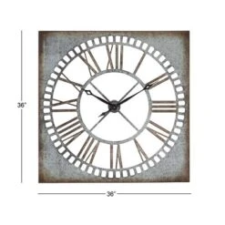 Metal Wall Clock With Distressing Gray - Olivia & May -Olivia & May GUEST 206a6616 f916 4af5 9d35 3b41775c0d33