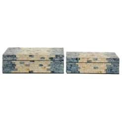 Set Of 2 Mother Of Pearl Box With Hinged Lid Blue - Olivia & May -Olivia & May GUEST 20afc810 b971 40c0 a824 0fe16d3daf9c