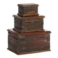 Set Of 3 Farmhouse Reclaimed Wood Boxes - Olivia & May -Olivia & May GUEST 21255a3e 2738 4183 a354 b928af00fc2f