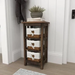 Small Wood Shelf With Basket Drawers Dark Brown - Olivia & May -Olivia & May GUEST 212ebd6a 7d3c 4d1d 9a64 45e5232de556