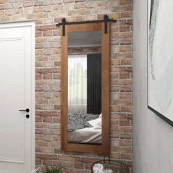 Wood Wall Mirror With Metal Hanging Rod Brown - Olivia & May -Olivia & May GUEST 217c802b e4e5 4aaa 8036 dc1618550f7f