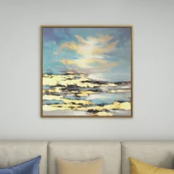 Canvas Geode Landscape Framed Wall Art With Gold Frame Blue - Olivia & May -Olivia & May GUEST 217cfdad 30ff 4e60 bc45 84a8ce04b360