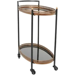 Modern Traditional Metal And Glass Bar Cart Brass - Olivia & May -Olivia & May GUEST 21b9b847 c344 409c 9326 8eb38b89a1a9