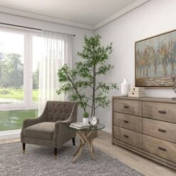 Log And Glass Round Accent Table Tan - Olivia & May -Olivia & May GUEST 21e222a5 b336 4047 a53b bd6f47168daa