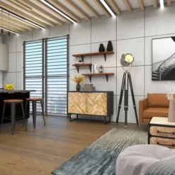 Rectangular Contemporary Mosaic Wood Cabinet Black - Olivia & May -Olivia & May GUEST 223a48a7 398c 4754 8fa2 2859cdadab59