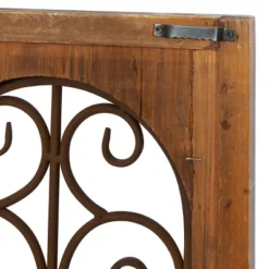 Wood Scroll Window Inspired Wall Decor With Metal Scrollwork Relief Brown - Olivia & May -Olivia & May GUEST 22bb513b 8f89 4c0f b08a fe8e97151ace