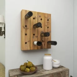 Rustic Wood Wall Wine Rack Brown - Olivia & May -Olivia & May GUEST 22fd798f f2f2 451d 8384 30955bcada66