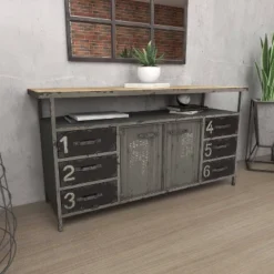 Industrial Wood Buffet Gray - Olivia & May -Olivia & May GUEST 242b3f8c 8594 485c aa9b 100769e2684e