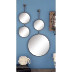Modern Metal Wall Mirror Set Of 4 Black - Olivia & May
