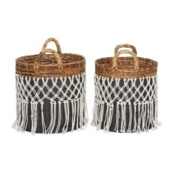 2pk Banana Leaf Storage Baskets Black - Olivia & May -Olivia & May GUEST 2484dec8 786a 4435 9929 b7cfab4cb44d