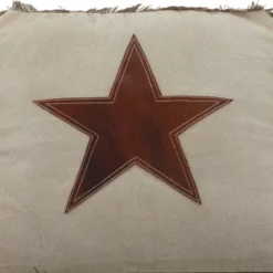 Rustic Leather And Canvas Foot Stool Ottoman - Olivia & May -Olivia & May GUEST 250c1f85 ad70 4bb2 86eb 9983befb9d85