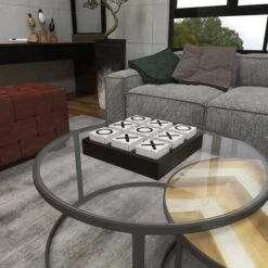 14" Contemporary Wooden Tic Tac Toe Sculpture Black - Olivia & May -Olivia & May GUEST 250ebfcf 749d 4d90 8e75 c5f73bedb337