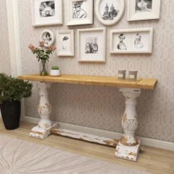Vintage Wood Console Table White - Olivia & May -Olivia & May GUEST 25db28b3 fbc7 4a8c 8806 b10d39d1ae2b