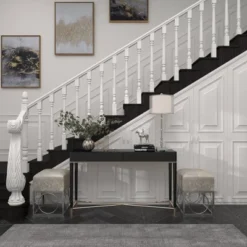 Glass Table Lamp With Drum Shade Silver - Olivia & May -Olivia & May GUEST 2623edff b4e8 4e9c 8260 2225668ceca8