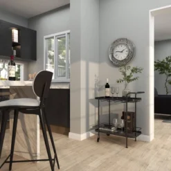 20"x20" Glass Mirrored Wall Clock With Floating Crystals White - Olivia & May: Silent, Round, Glam Style -Olivia & May GUEST 26661e7a de81 4866 89e6 9e91da690815