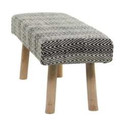 Bohemian Wood Cotton Upholstered Bench - Olivia & May -Olivia & May GUEST 26c0e145 9cfd 4e27 b77d db058204fcd9