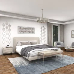 Metal Slim Stacked Chain 5 Layer Wall Mirror With Tear Drop Pattern And Foil Detailing Silver - Olivia & May -Olivia & May GUEST 27071be6 dcf4 49f9 a1ca 283e53caa11a