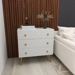 Modern 3 Drawer Wooden Chest White - Olivia & May -Olivia & May GUEST 271917e0 78ea 49f3 b36f 51988e5bca45