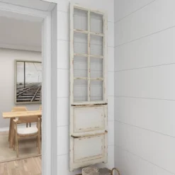 Wood Scroll Door Inspired Panel Wall Decor With Mesh Netting Cream - Olivia & May -Olivia & May GUEST 272c4726 e72f 4765 82f5 d4f6b14183dc