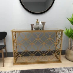 Rectangular Traditional Modern Metal Console Table Gold - Olivia & May -Olivia & May GUEST 2794ea1d 8964 4d46 8a8c 1af431038943