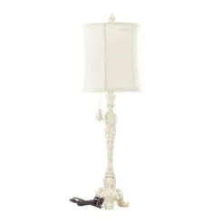 Polystone Buffet Lamp With Drum Shade White - Olivia & May -Olivia & May GUEST 28746f39 a8cd 4ca7 96e0 135b3b4757be