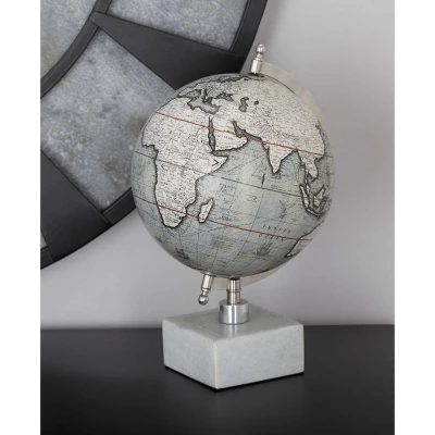 13" X 9" Contemporary Decorative Globe With Iron And Ceramic Stand White - Olivia & May 3 13" X 9" Contemporary Decorative Globe With Iron And Ceramic Stand White - Olivia & May