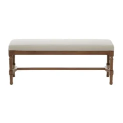 Traditional Linen Upholstered Wood Bench - Olivia & May -Olivia & May GUEST 292baa0a 13b0 46d5 b5c4 d47ac43d0a77