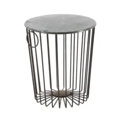 Metal Wire Stool Patio Accent Table - Olivia & May