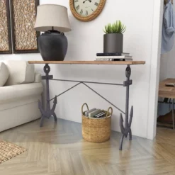 Coastal Anchor Metal Console Table Brown - Olivia & May -Olivia & May GUEST 29e2ce09 6873 4e67 b9fe 54713602f637