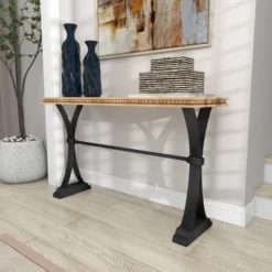 Industrial Wood Console Table Brown - Olivia & May -Olivia & May GUEST 2a017659 ebd5 4f10 bb7f 3085fc063f99