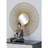 Metal Sunburst Round Wall Decor With Mirror Accent Set Of 3 Gold - Olivia & May -Olivia & May GUEST 2a557075 958f 4d05 bf89 27d7de65afb3