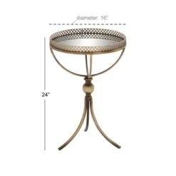 Metal And Glass Round Pedestal Table Gold - Olivia & May -Olivia & May GUEST 2aad2234 82b2 4d8b afd1 769f0874ce66